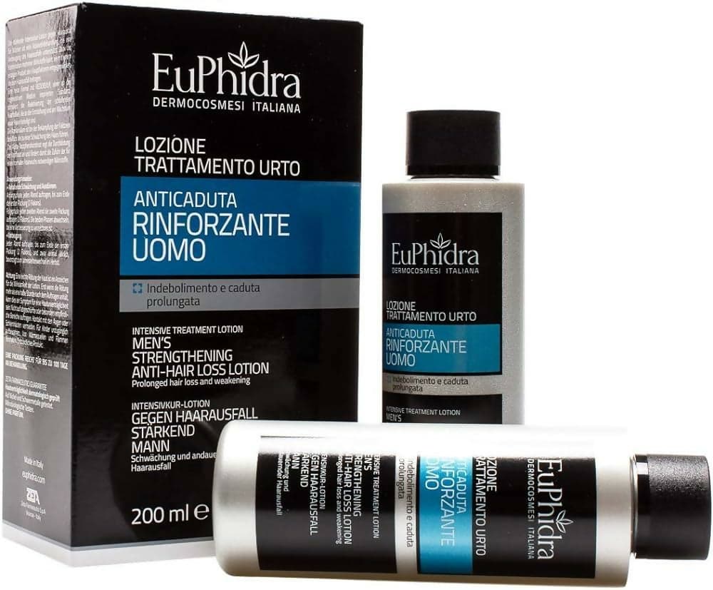 Euphidra lozione trattamento urto anticaduta rinforzante uomo - per indebolimento e diradamento continuativi - 2 flaconi da 100ml
