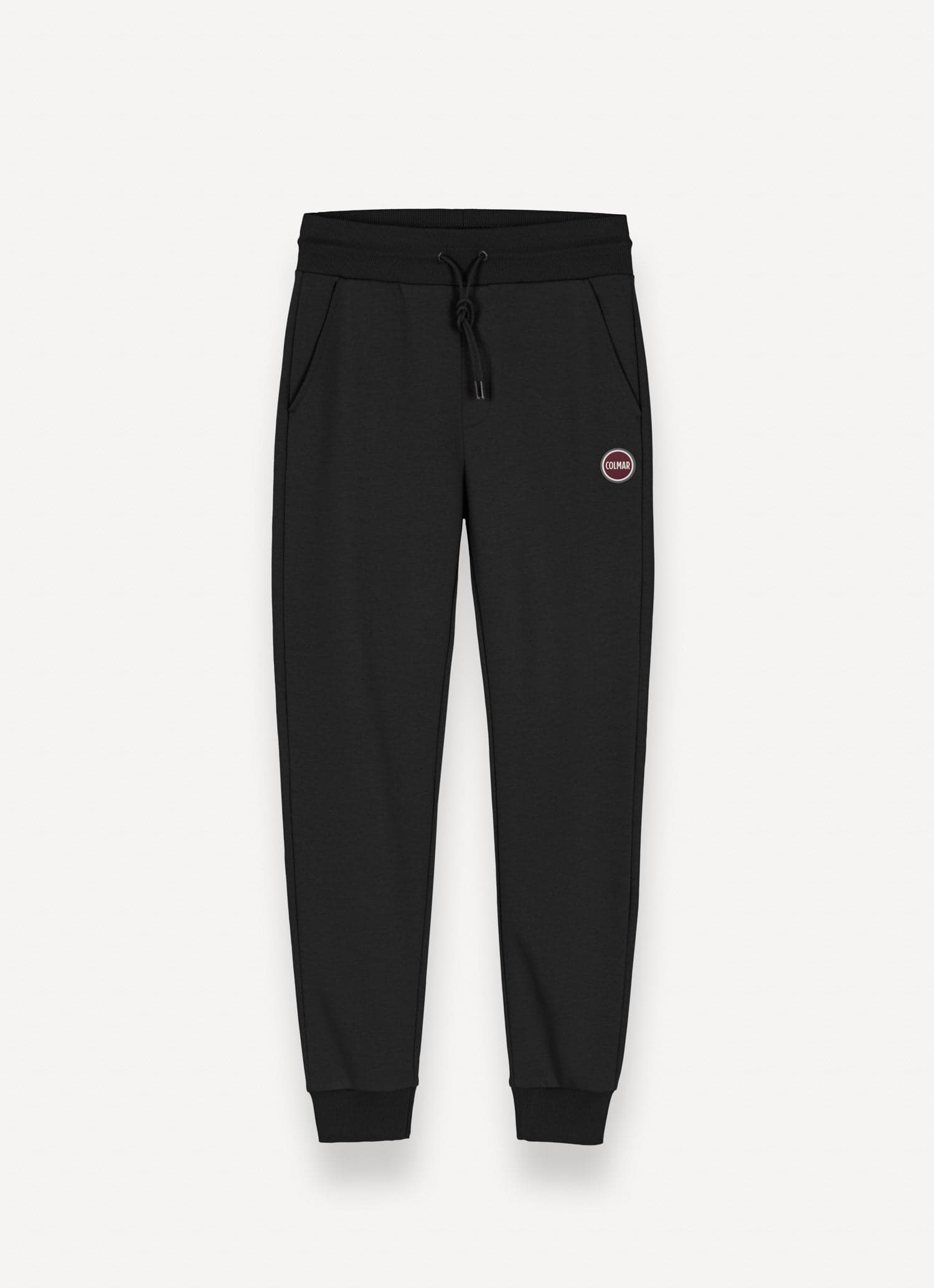 Pantaloni uomo Colmar in felpa neri di cotone con coulisse e logo vista davanti