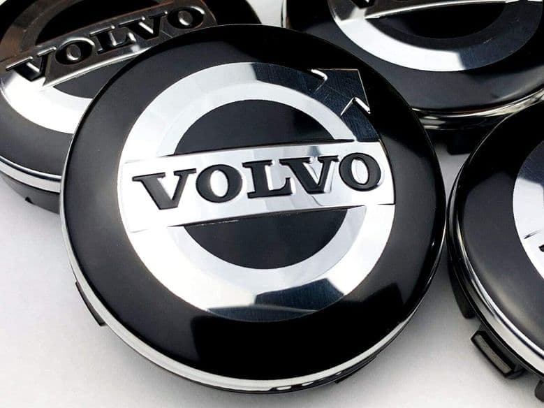 4 Coprimozzi Tappi Borchie VOLVO XC-90/XC90 XC70 XC60 V40 64mm Compatibile Nero Cromato Cerchi in Lega in Coprimozzi Solgeny - Besate, commercioVirtuoso.it