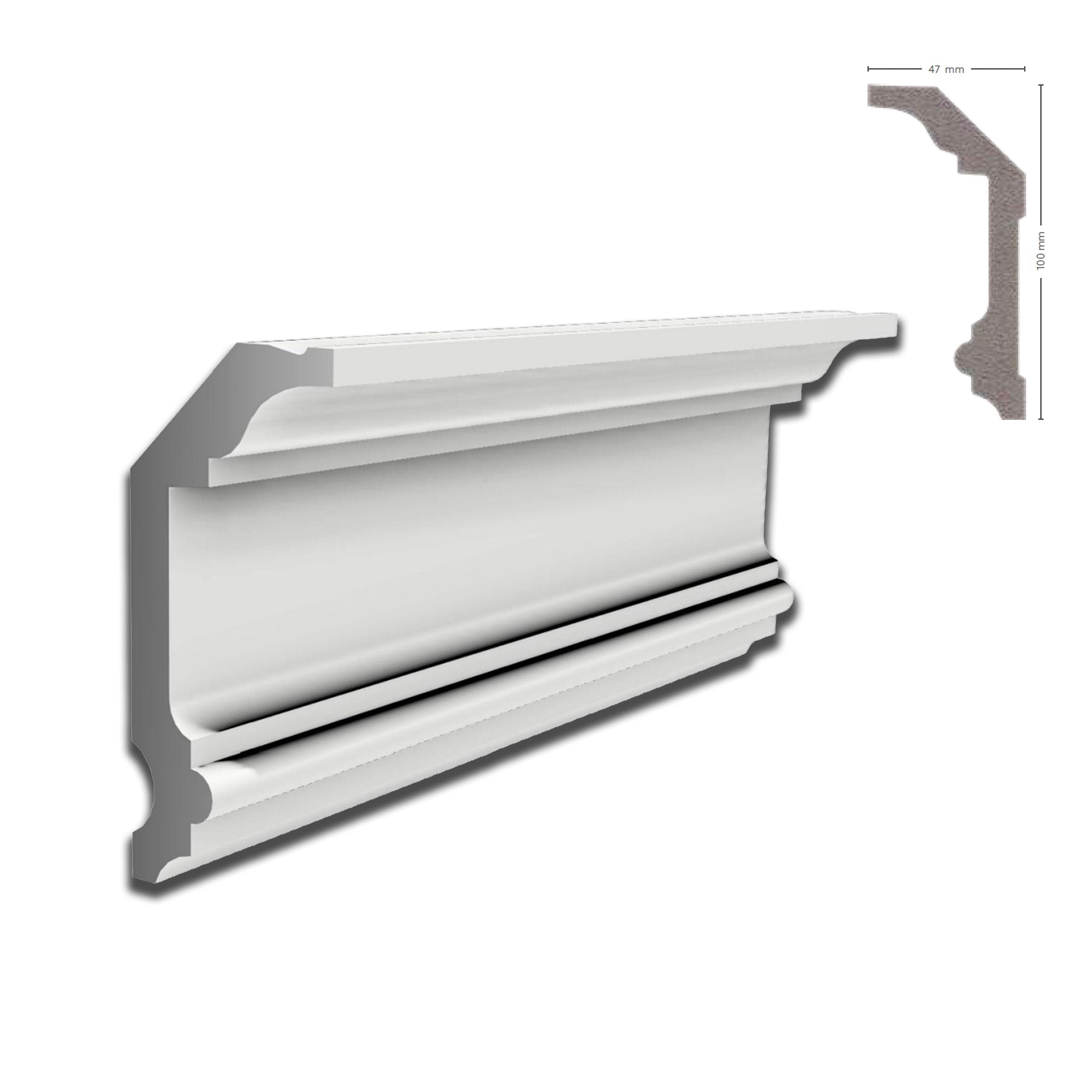 *STOCK FOLLI* Profilo a soffitto in Polimeri Bianco RAL 9016 verniciabile 100X47mm (Prezzo al metro) in Battiscopa Eternal Parquet - Ariano Irpino, commercioVirtuoso.it