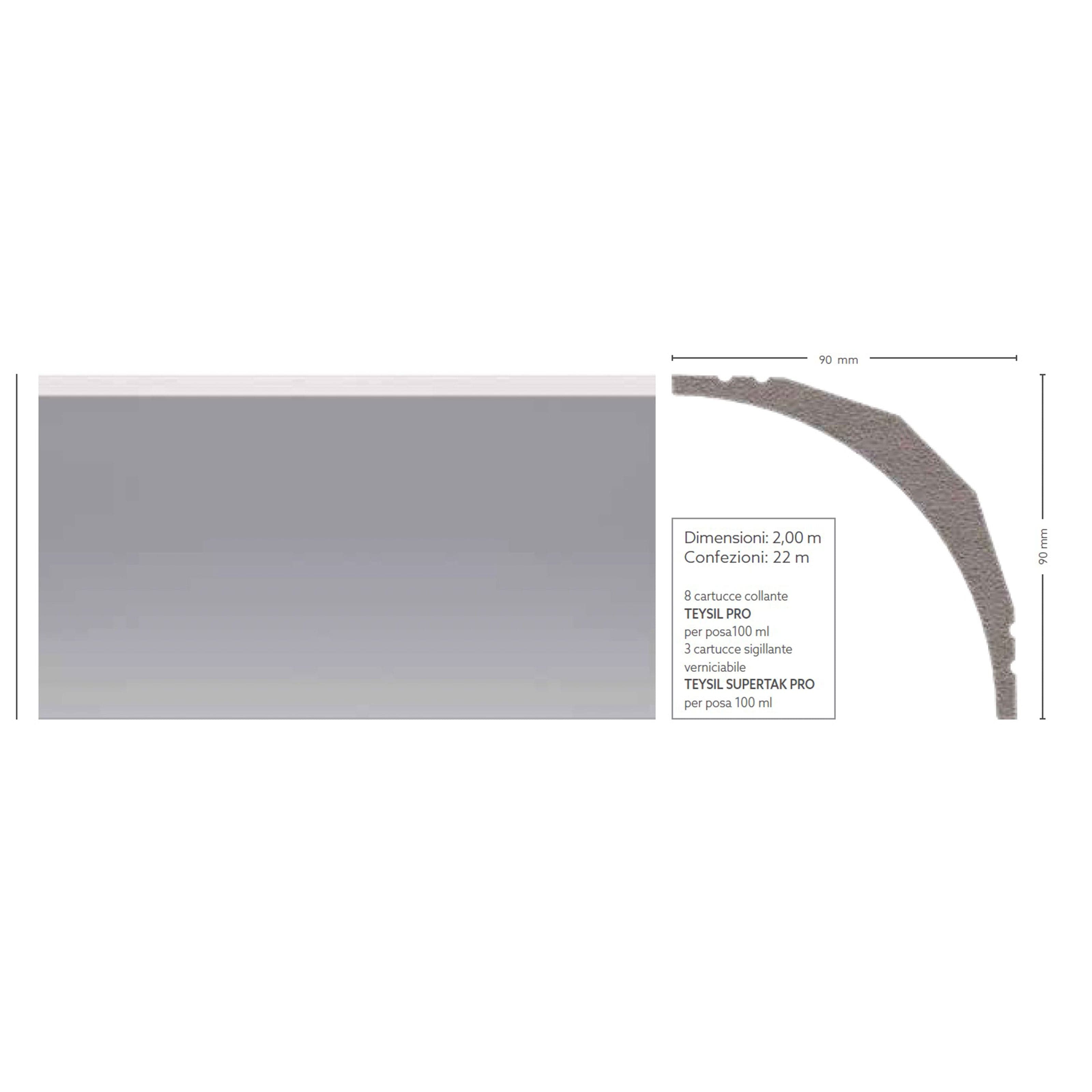*STOCK FOLLI* Profilo a soffitto in Polimeri Bianco RAL 9016 verniciabile 90X90mm (Prezzo al metro) in Battiscopa Eternal Parquet - Ariano Irpino, commercioVirtuoso.it