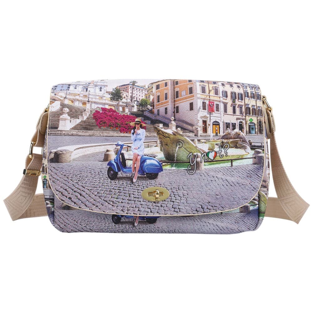 YNot borsa a tracolla flap bag stampa Vacanza Romana YES631S5