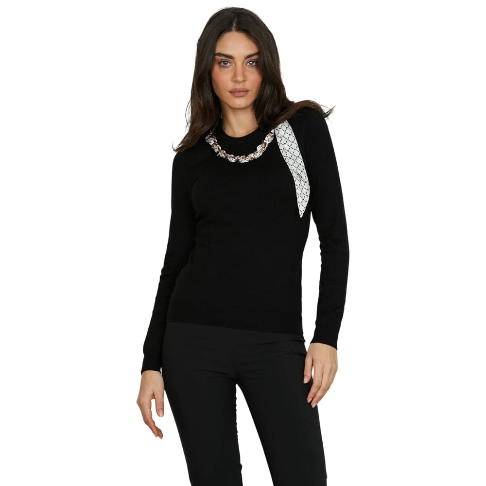 Relish pullover nero con catena foulard ISOTTA RDA2502054018 in Maglioni Prodotti di Classe - Nocera Superiore, commercioVirtuoso.it