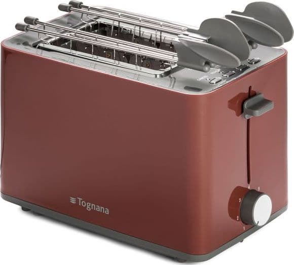 TOGNANA Tostapane Elettrico con Pinze Rosso Mela Plastica-Acciaio Inox Rosso