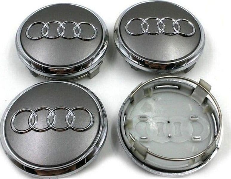 Set Tappi copri mozzo Cerchi in Lega Coprimozzo 61mm Compatibili Audi Grigio A3 A1 A4 A5 A6 Q5 Q7 in Coprimozzi Solgeny - Besate, commercioVirtuoso.it