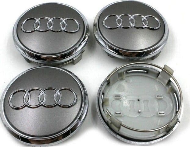 Set Tappi copri mozzo Cerchi in Lega Coprimozzo 61mm Compatibili Audi Grigio A3 A1 A4 A5 A6 Q5 Q7 in Coprimozzi Solgeny - Besate, commercioVirtuoso.it