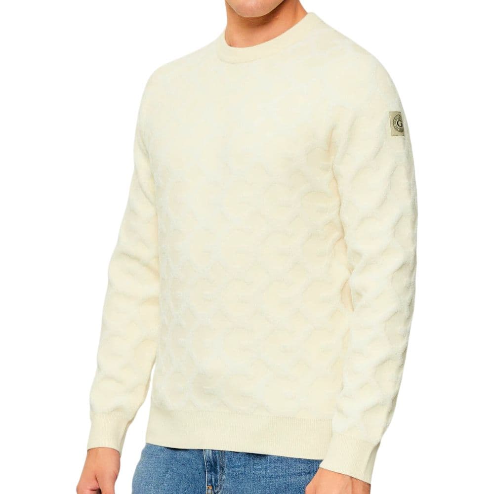 Guess pullover sabbia logo jacquard a sbalzo JOHN M5BR19 Z0470 G1CV in Maglioni Prodotti di Classe - Nocera Superiore, commercioVirtuoso.it
