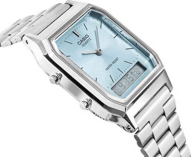 Orologio Casio unisex, AQ-230A-2A1, orologio per uomo e per donna, quadrante color turchese con doppio orario, analogico e digitale in Orologi da polso Loweconomy - Marineo, commercioVirtuoso.it
