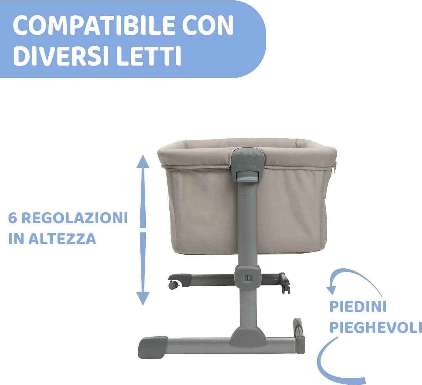 CHICCO Next2Me Essential - Culla Neonato, Compatibile Con Diversi Letti, Altezza Regolabile, Inclinabile, Buona Circolazione Dell'Aria, Materasso E Borsa Inclusi, Vari Colori Disponibili, Stone Re_Lux E Dove Re_Lux in Lettini da affiancare Sanitaria Gioia del Bimbo - Villa San Giovanni, commercioVirtuoso.it