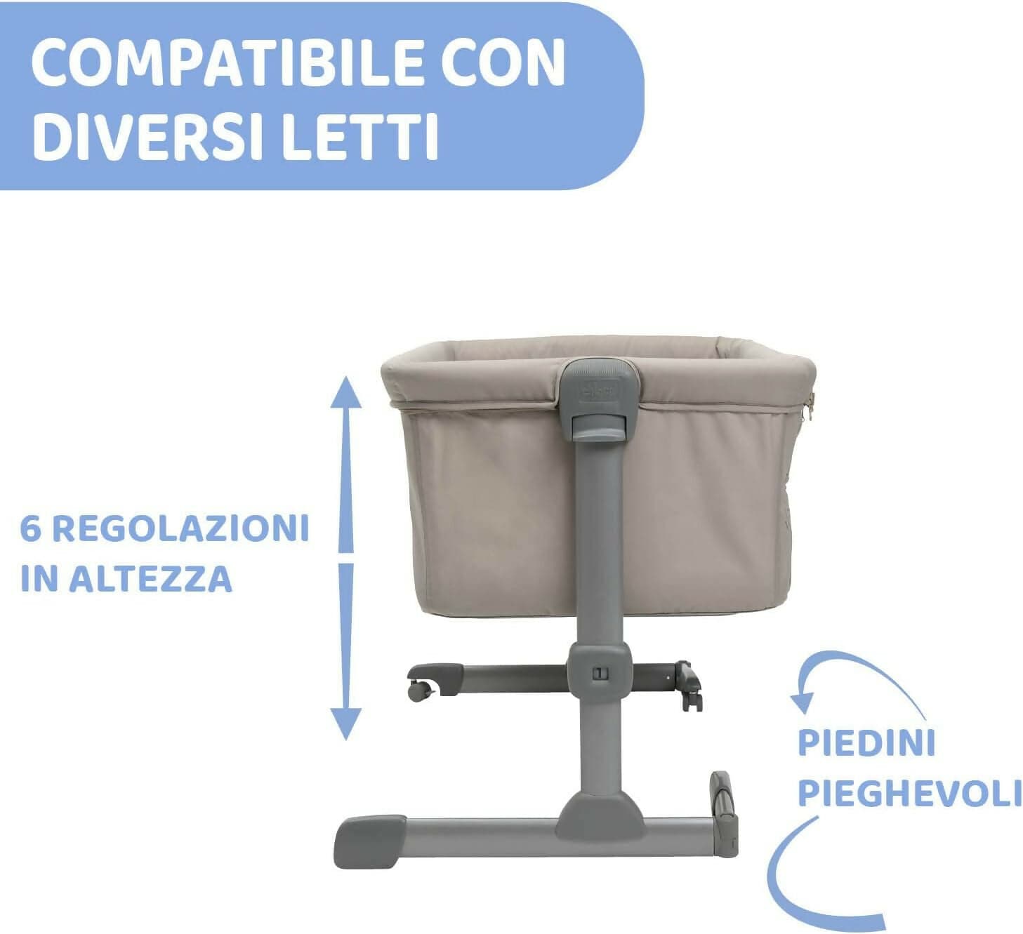 CHICCO Next2Me Essential - Culla Neonato, Compatibile Con Diversi Letti, Altezza Regolabile, Inclinabile, Buona Circolazione Dell'Aria, Materasso E Borsa Inclusi, Vari Colori Disponibili, Stone Re_Lux E Dove Re_Lux in Lettini da affiancare Sanitaria Gioia del Bimbo - Villa San Giovanni, commercioVirtuoso.it
