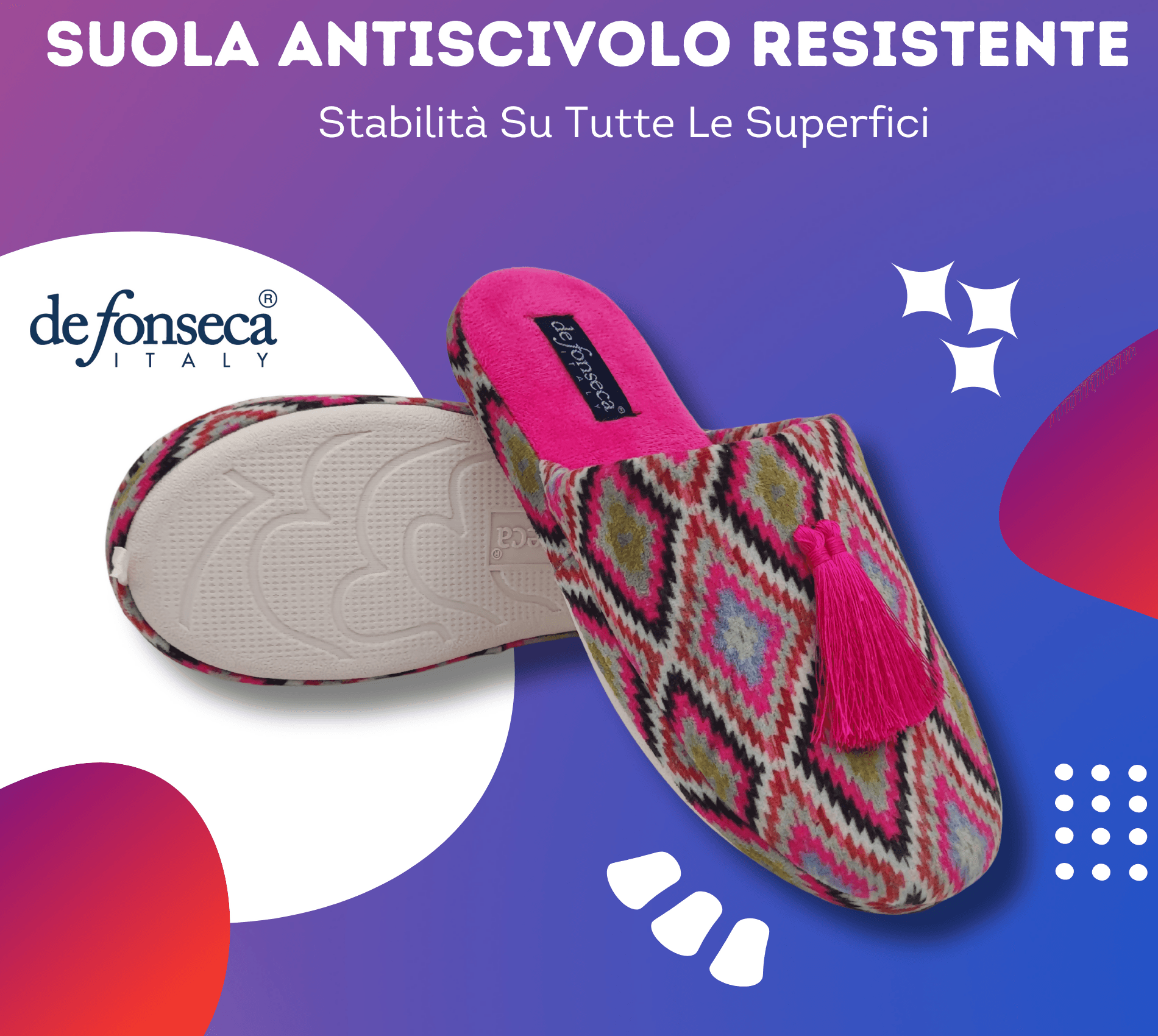 de fonseca Sissy Ciabatte Artistiche da Donna, Pantofole in Cotone, Slippers Comode e Lavabili per Casa in Infradito Primo Calzature - Venezia, commercioVirtuoso.it