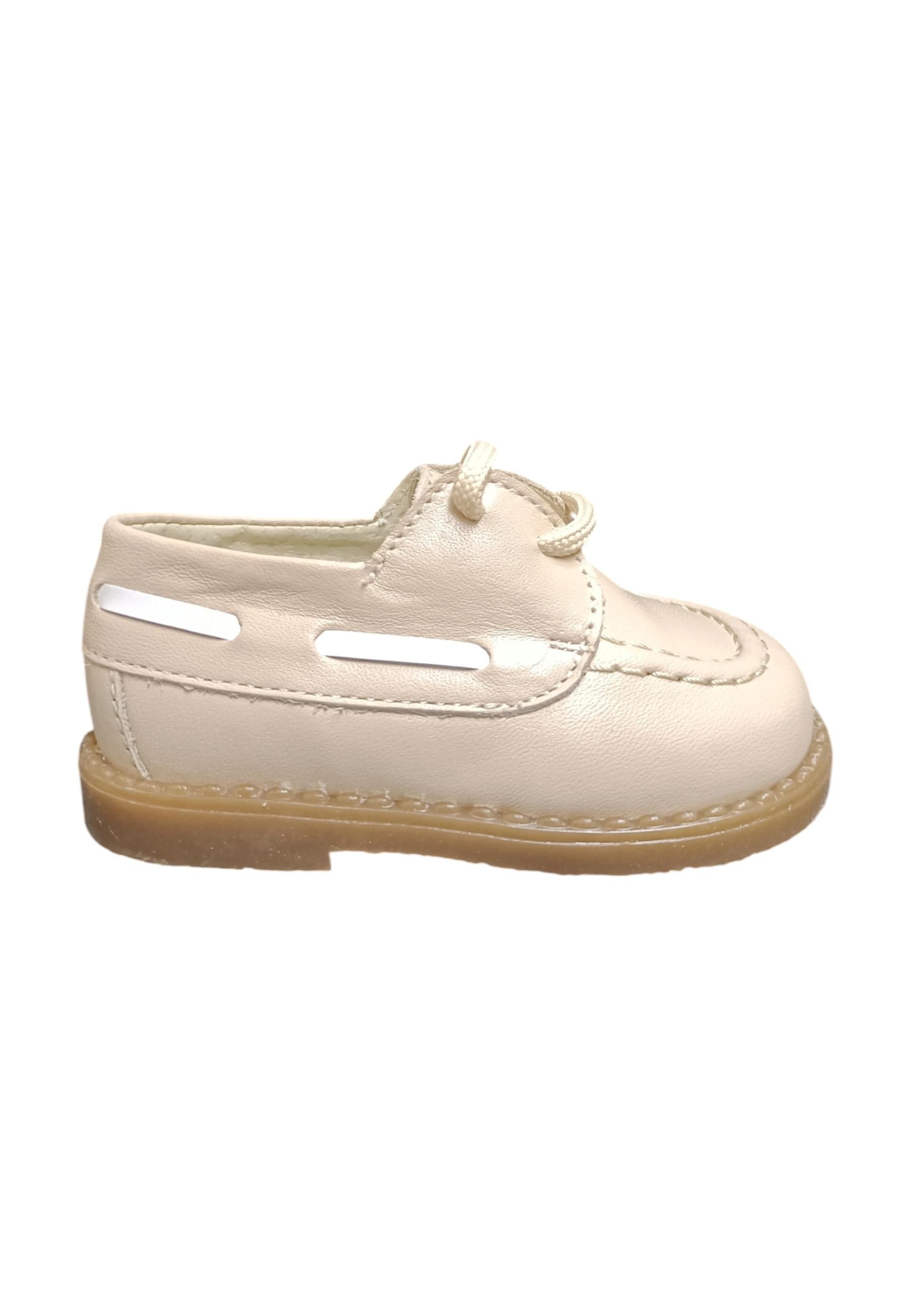Scarpe inglesino Bambini panyno B3622  beige-bianco laccio - 6