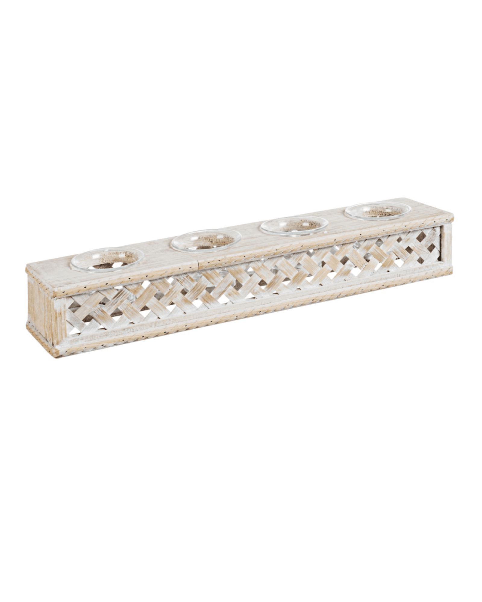 Porta candela intrex in 2 tipi  di formati sia da 3 che da 4 pezzi , prodotto realizzato con  bambù, legno di abete e vetro - 3