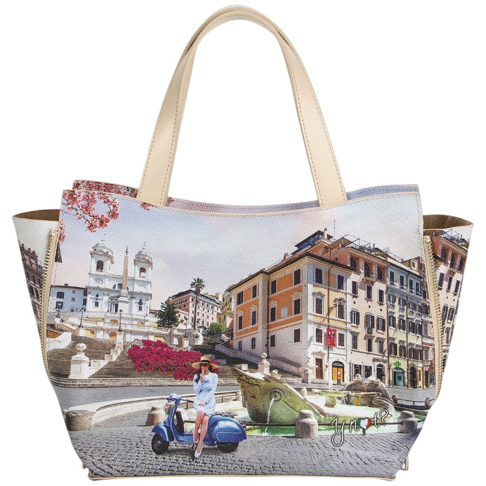 YNot borsa tote medium con tracolla stampa Vacanza Romana YES710S5