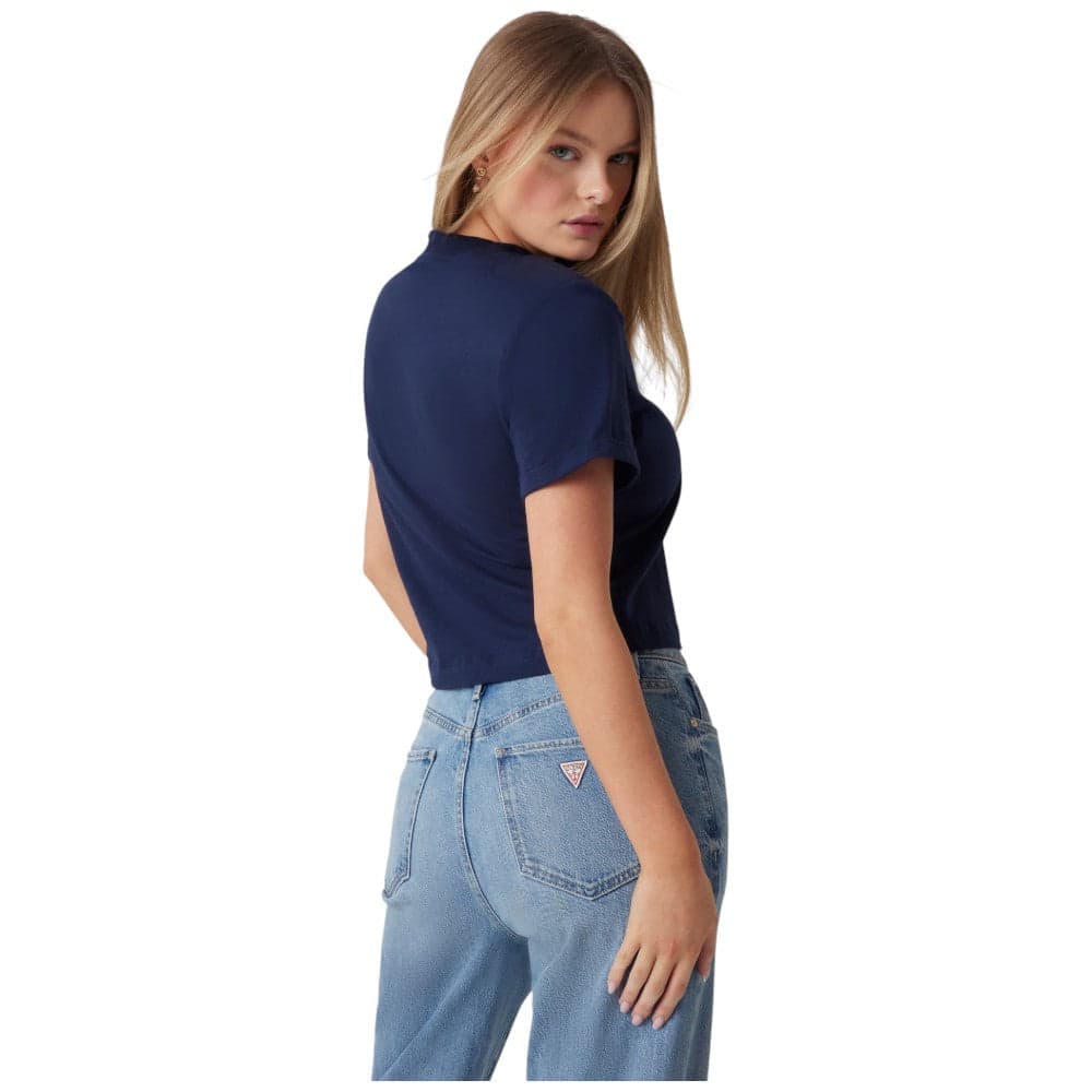 Guess t-shirt blu cropped washed logo W5GI15 K8FQ4 G7P1 T-shirt Guess