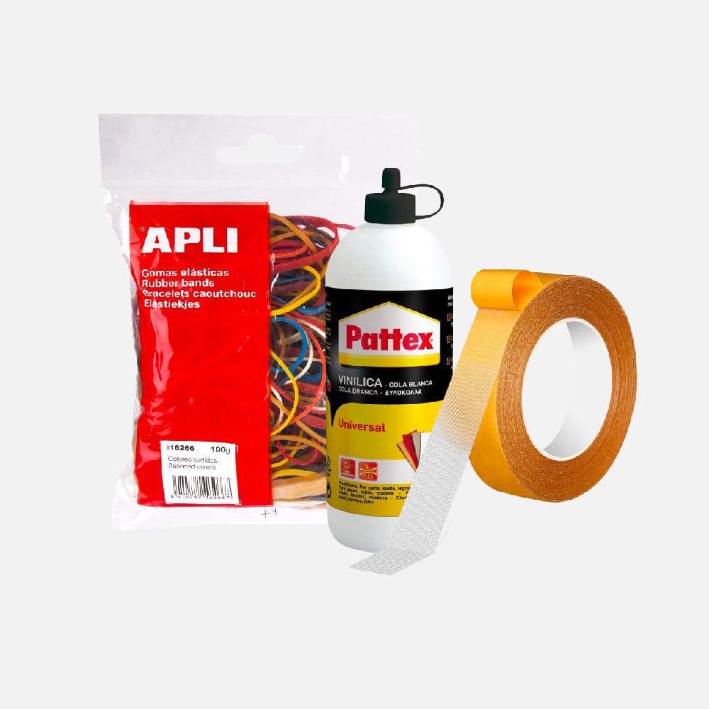 Nastri colle elastici e graffette da ufficio