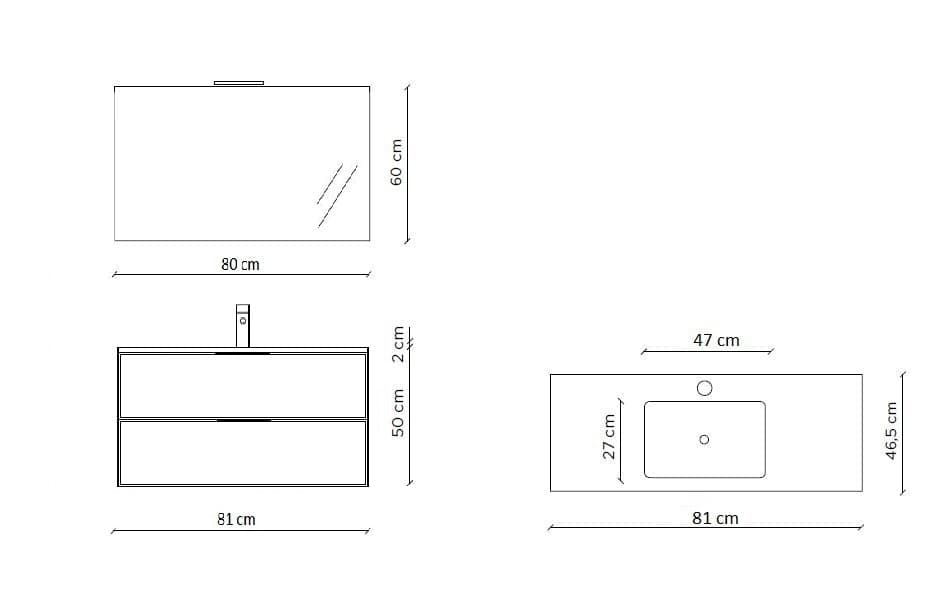 Composizione Bagno Sospesa 80cm - Zefira in Mobiletti con lavabo Shopbagno.it - Roma, commercioVirtuoso.it