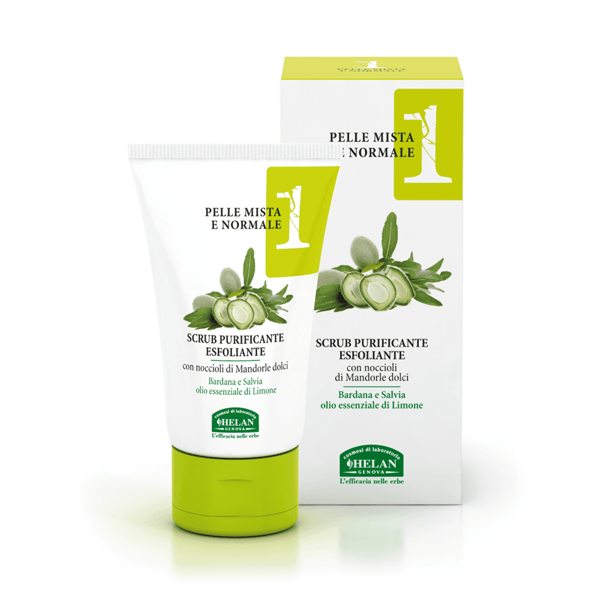 Helan linea viso 1 - pelle mista e normale scrub purificante esfoliante con mirate proprietà sebo-equilibranti - tubo da 50ml