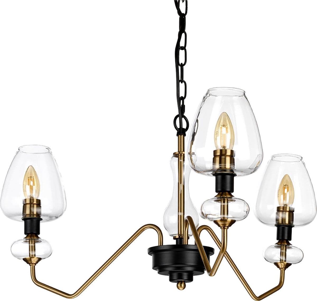 Lampadario Armand Acciaio Ottone Antico Nero Carbone Vetro Nero 3 Luci E14 in Lampade a sospensione LuceArt - Montecorvino Pugliano, commercioVirtuoso.it