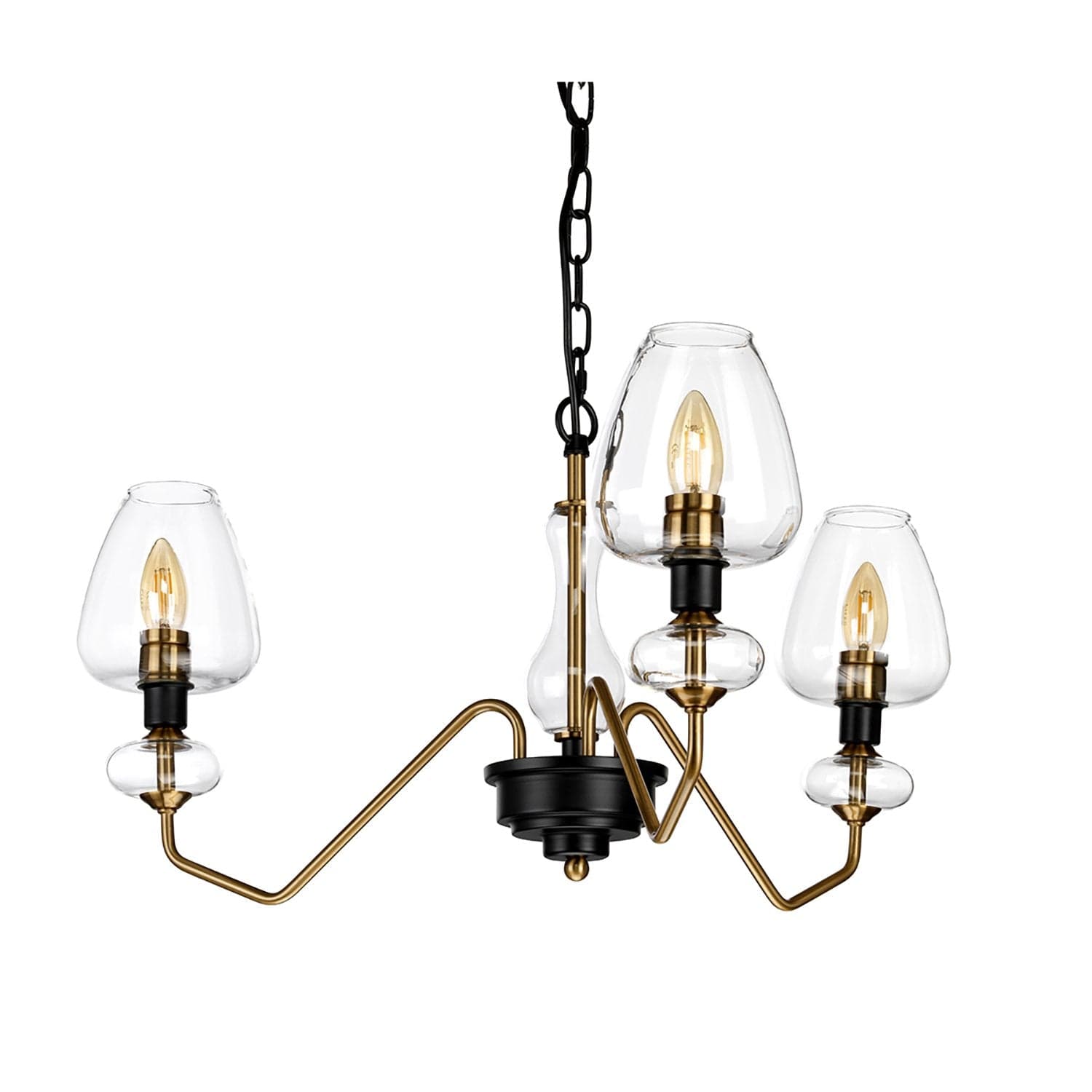 Lampadario Armand Acciaio Ottone Antico Nero Carbone Vetro Nero 3 Luci E14 in Lampade a sospensione LuceArt - Montecorvino Pugliano, commercioVirtuoso.it