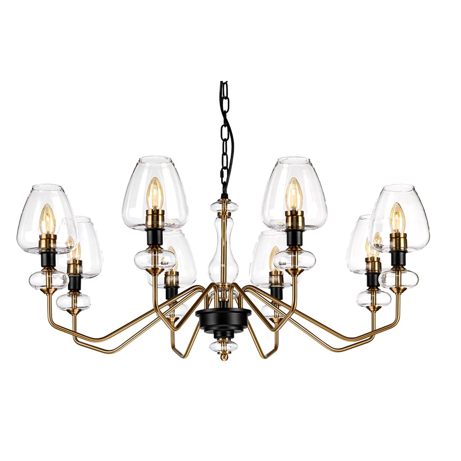Lampadario Armand Acciaio Ottone Antico Nero Carbone Vetro Nero 8 Luci E14 in Lampade a sospensione LuceArt - Montecorvino Pugliano, commercioVirtuoso.it