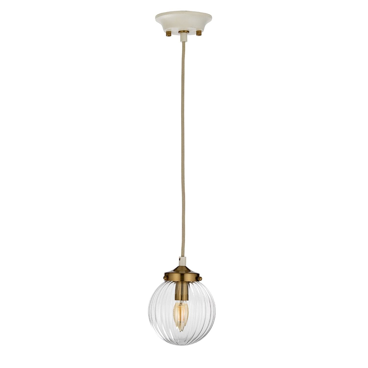 Sospensione Contemporanea Cosmos Acciaio Crema Vetro Ottone 1 Luce E14 in Lampade a sospensione LuceArt - Montecorvino Pugliano, commercioVirtuoso.it