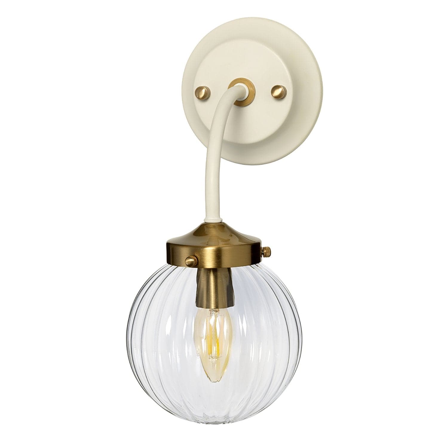 Applique Contemporanea Cosmos Acciaio Verniciato Crema Vetro Ottone 1 Luce E14 in Applique LuceArt - Montecorvino Pugliano, commercioVirtuoso.it