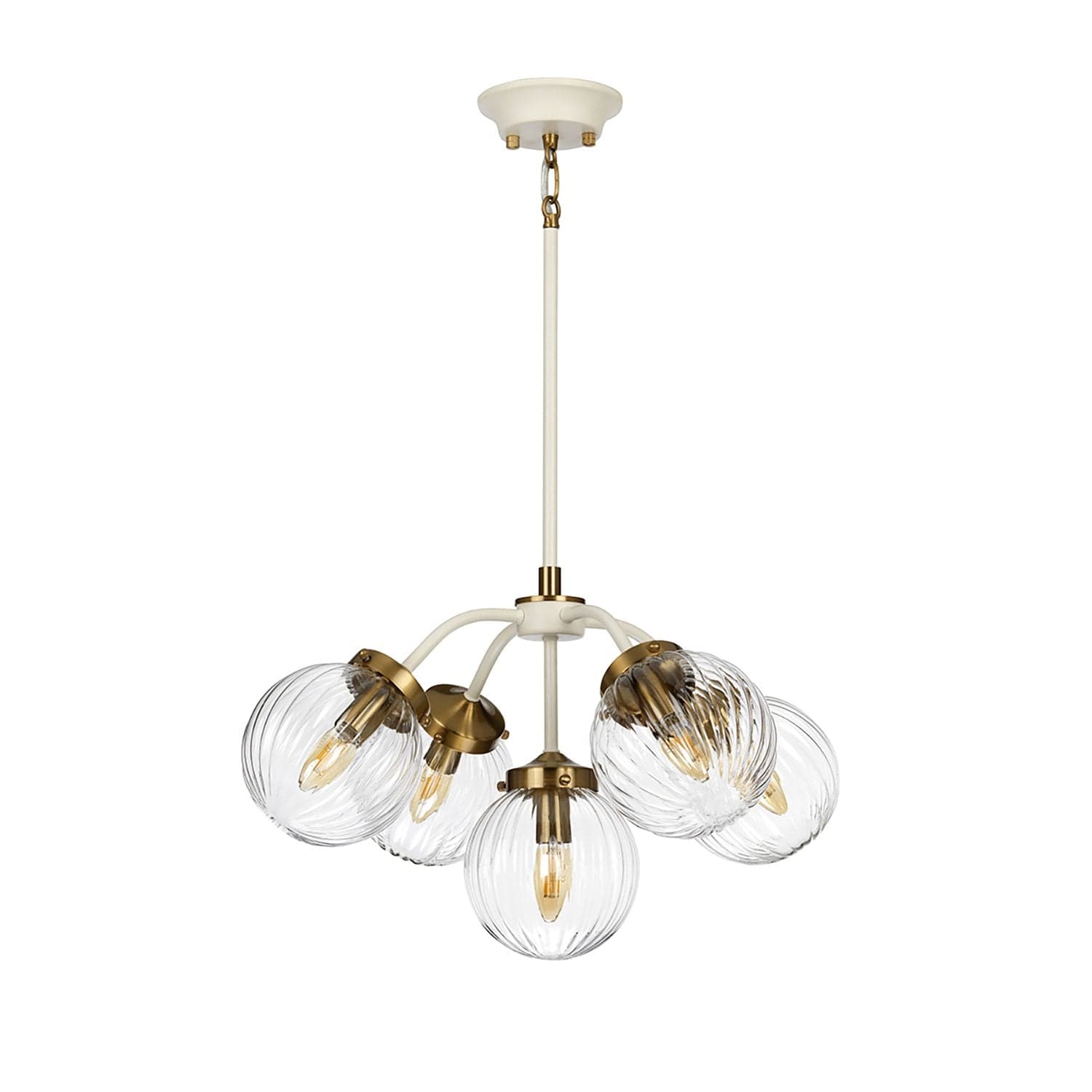 Lampadario Contemporaneo Cosmos Acciaio Crema Vetro Ottone 5 Luci E14 in Lampade a sospensione LuceArt - Montecorvino Pugliano, commercioVirtuoso.it