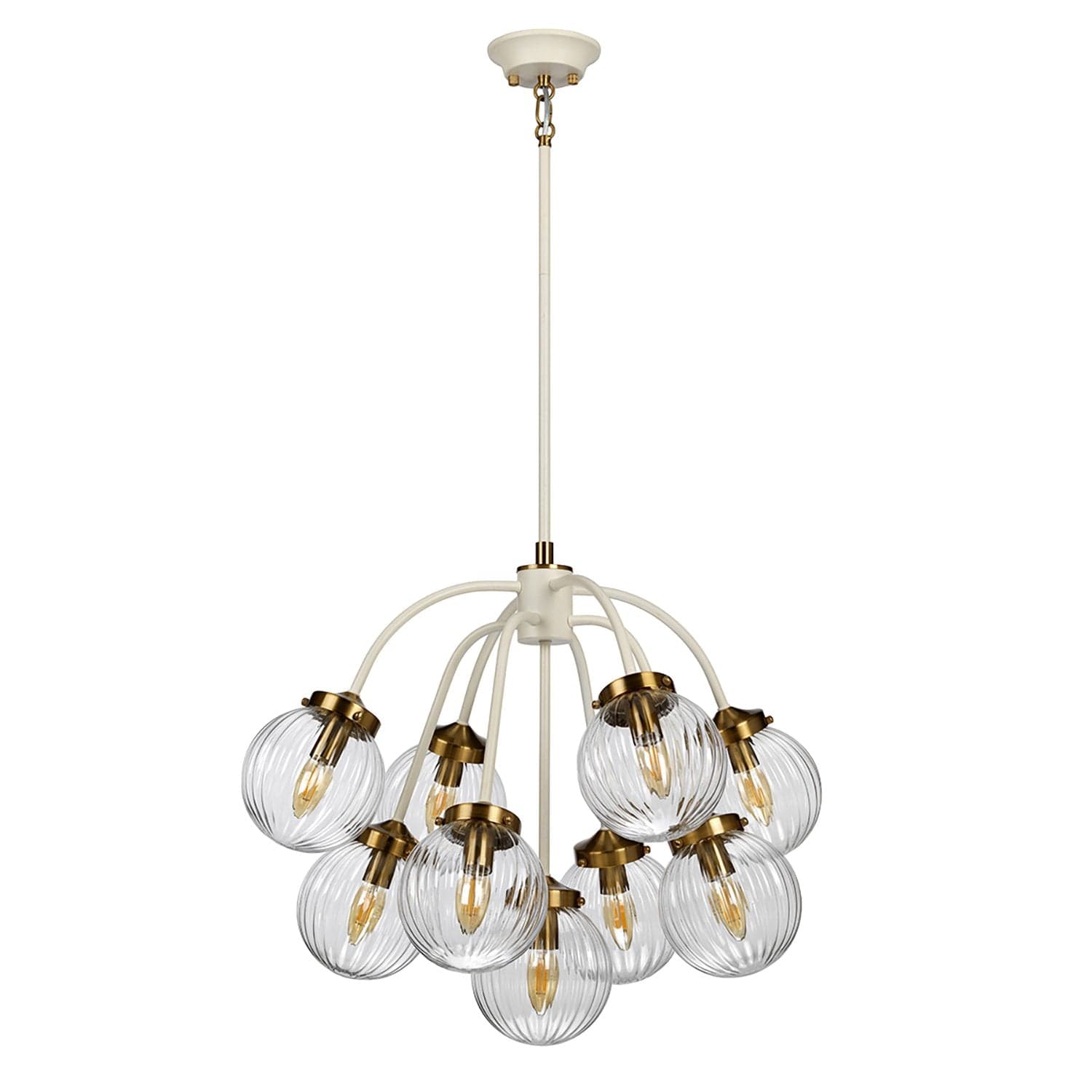 Lampadario Contemporaneo Cosmos Acciaio Crema Vetro Ottone 9 Luci E14 in Lampade a sospensione LuceArt - Montecorvino Pugliano, commercioVirtuoso.it