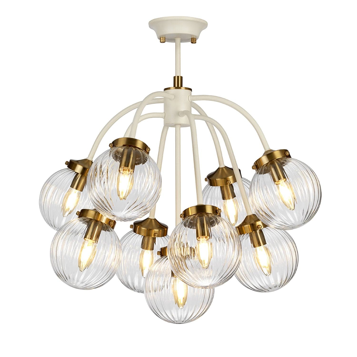 Lampadario Contemporaneo Cosmos Acciaio Crema Vetro Ottone 9 Luci E14 in Lampade a sospensione LuceArt - Montecorvino Pugliano, commercioVirtuoso.it