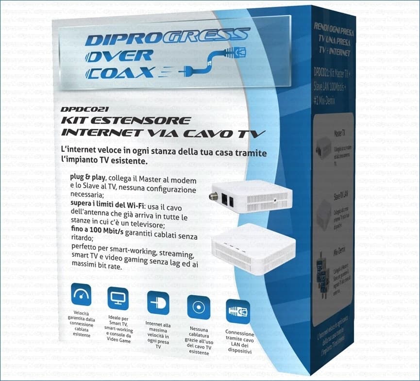 Kit Estensore Internet Via Cavo TV DIPROGRESS DPDC021 in Schede di rete DFP Elettronica Store - Scafati, commercioVirtuoso.it