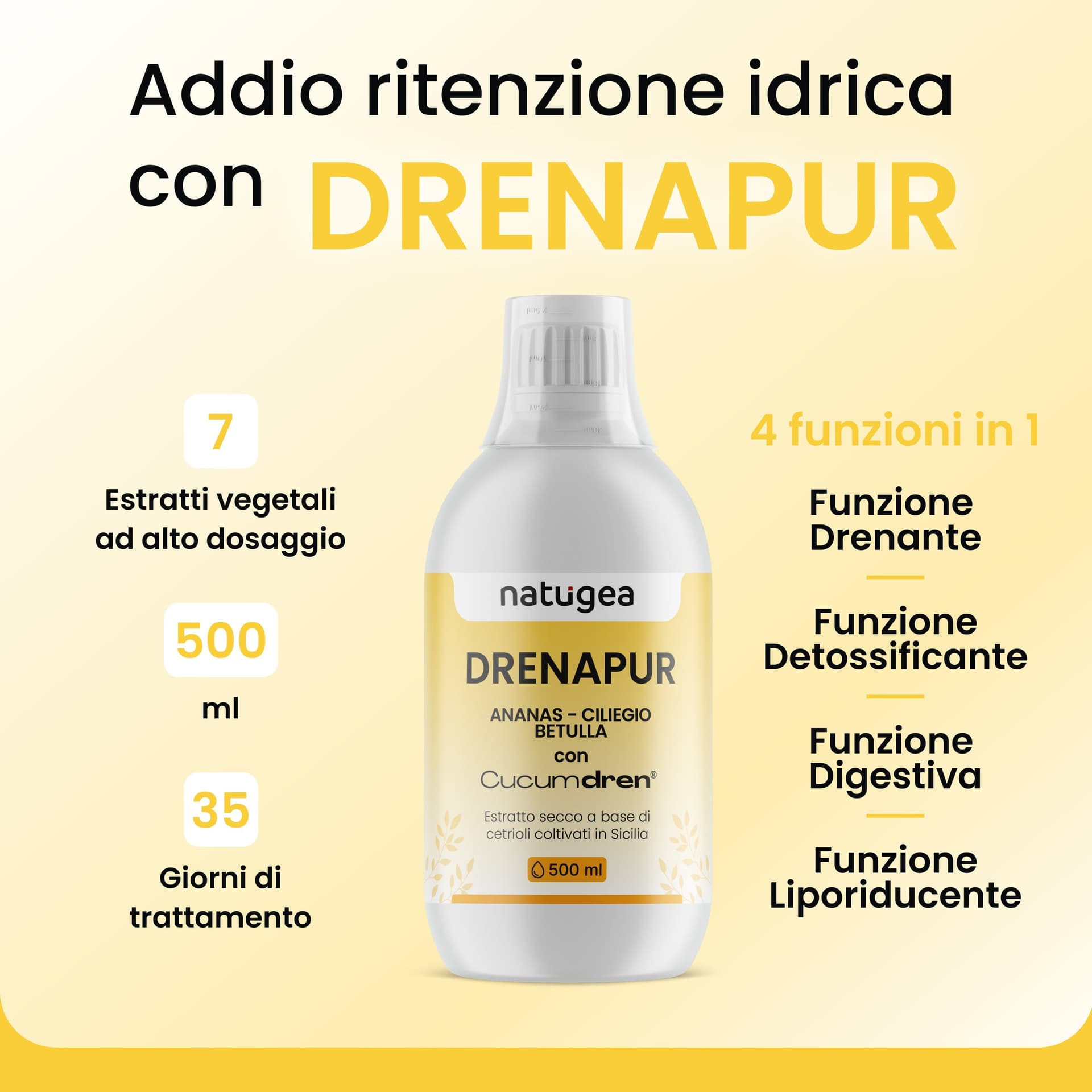 Drenapur liquido con Bromelina e Cetriolo in Autocategorizzazione Natugea - Pavia, commercioVirtuoso.it