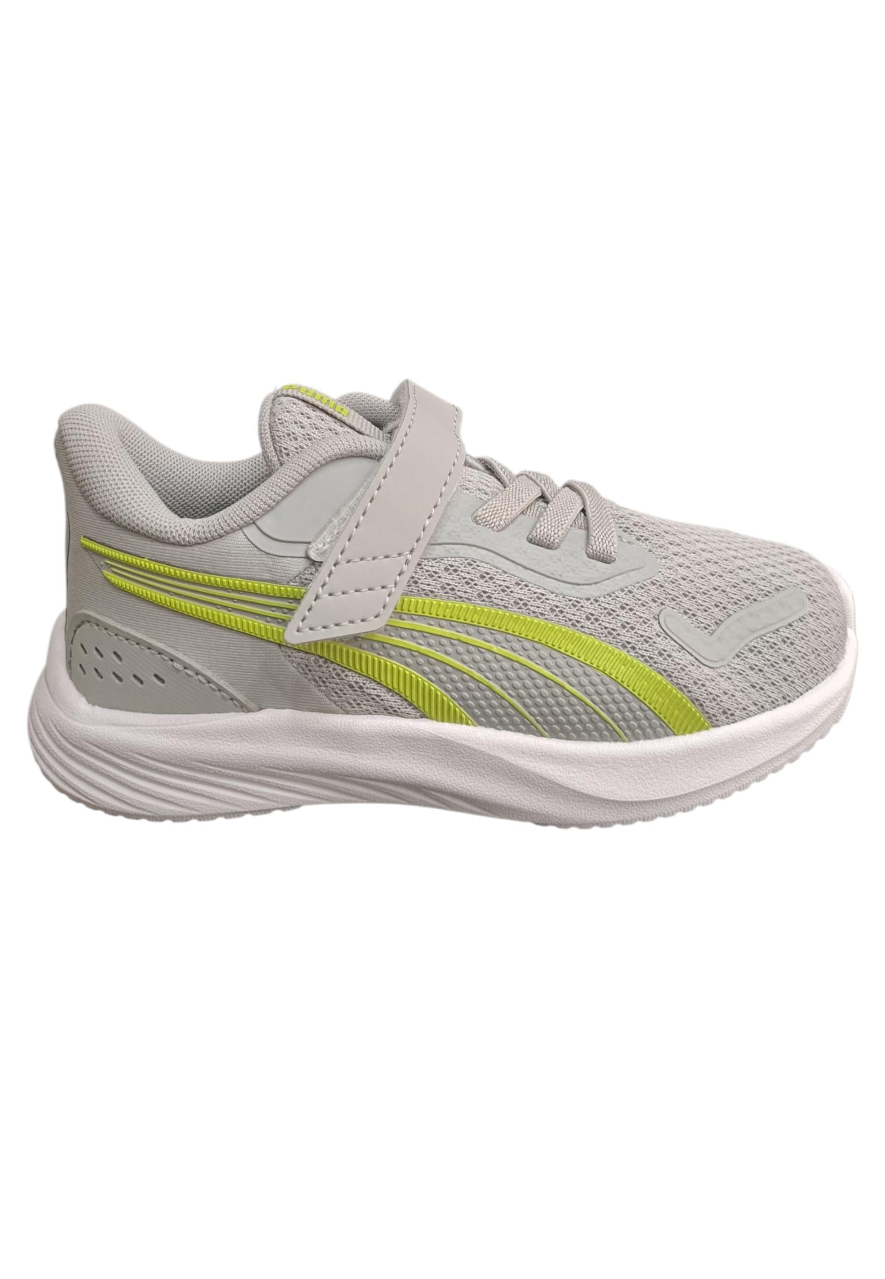 Sneakers Bambini Puma Pounce Lite Grigio Giallo - Scarpe Ginnastica Leggere - 7