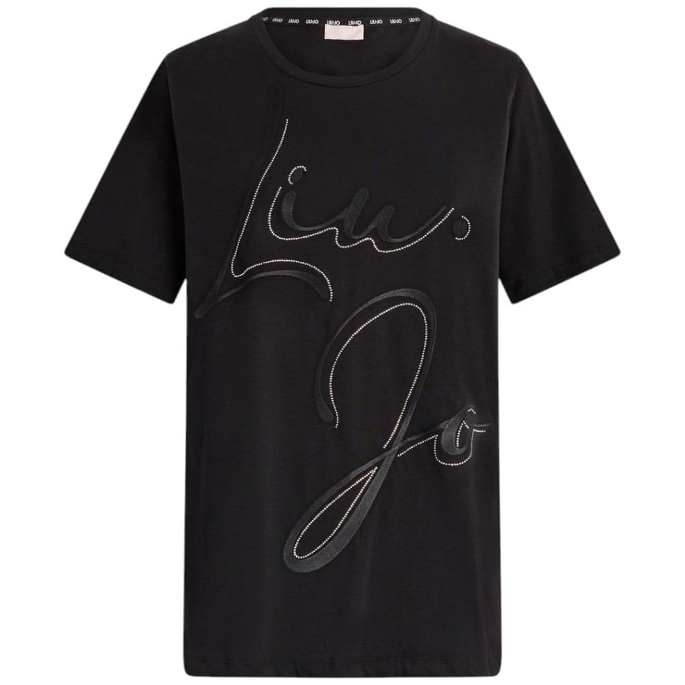 Liu Jo t-shirt nera logo strass TA5174JS923 M9132 T-shirt Liu Jo