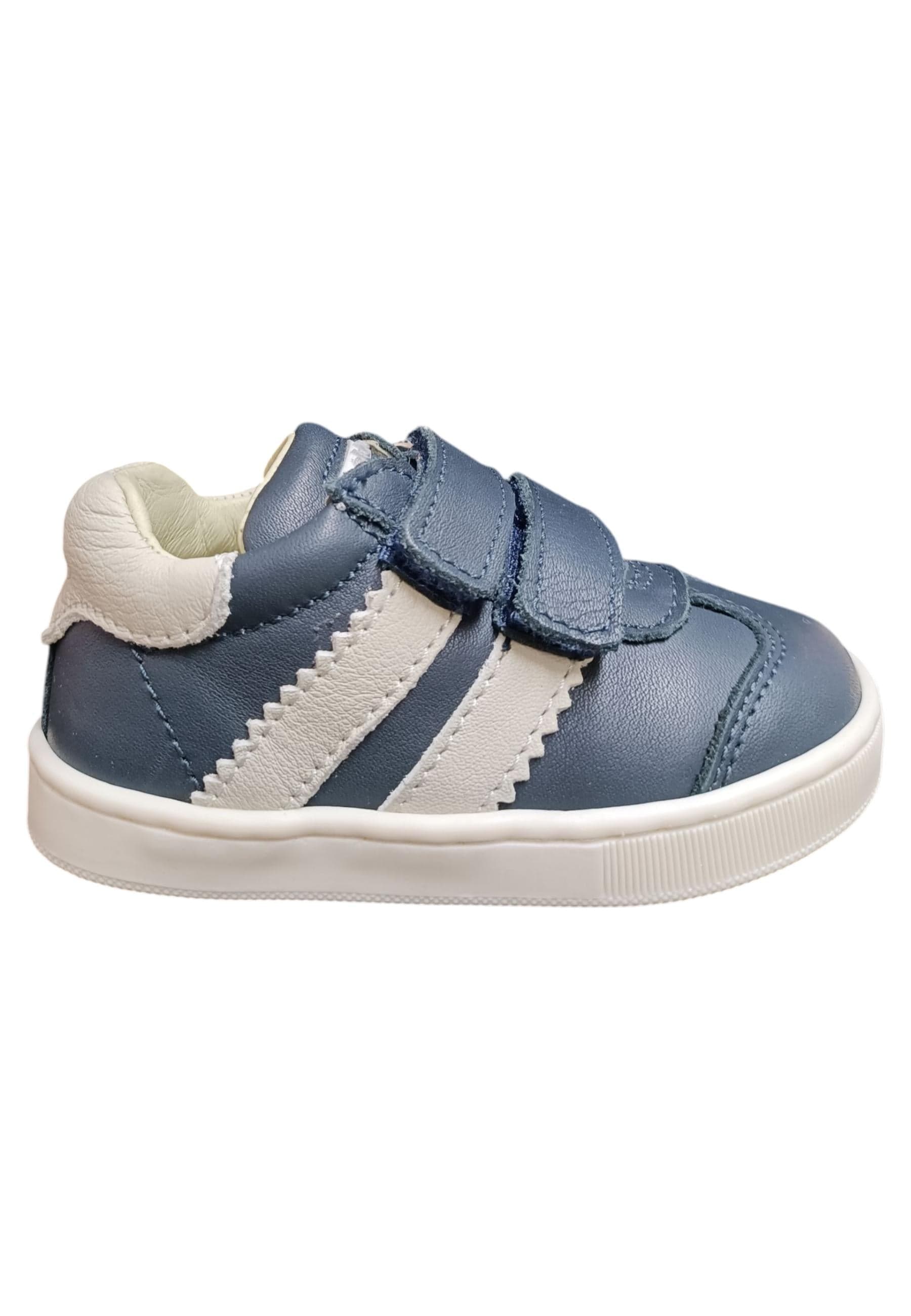 Sneakers primi passi bambino Balducci Cita blu bianco pelle - Freschezza marina con velcro - 6