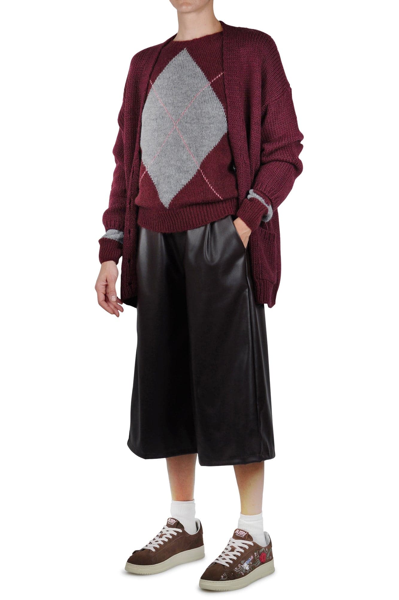 LA FEMME BLANCHE La Femme Blanche - Maglia - 461454 - Grigio/Bordeaux da donna in Felpe senza cappuccio Drestige - Casamassima, commercioVirtuoso.it