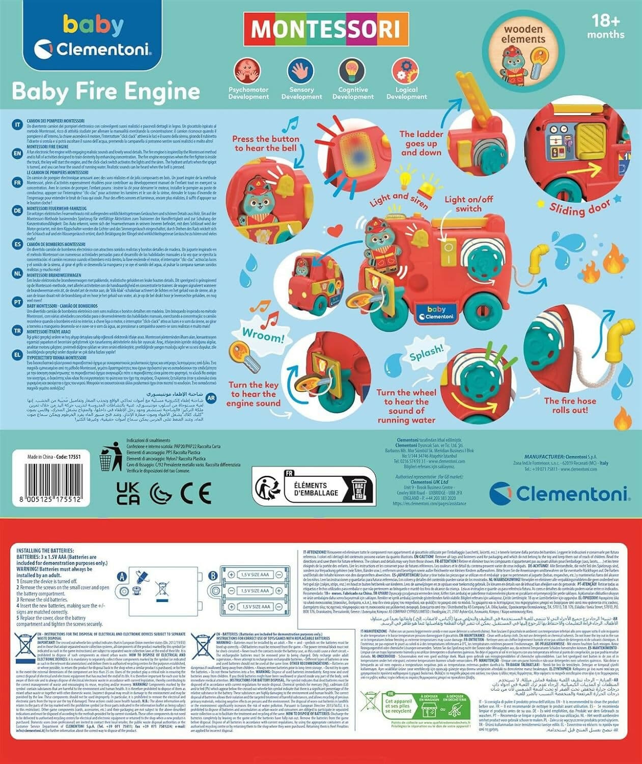 CLEMENTONI Montessori Baby Firetruck - camion dei pompieri con metodo Montessori - educativo - con elementi in legno, 17551 in Camion Sanitaria Gioia del Bimbo - Villa San Giovanni, commercioVirtuoso.it