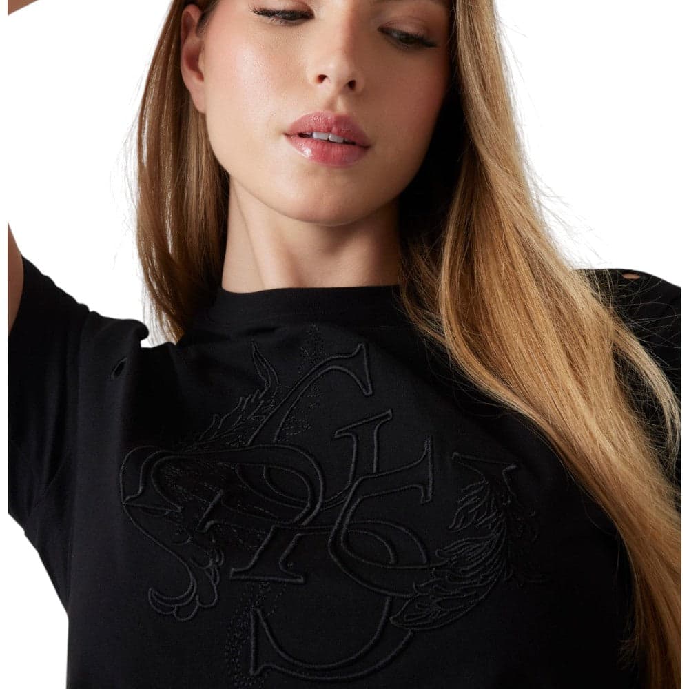 Guess t-shirt nera cropped logo 4G W5GI18 I3Z14 JBLK T-shirt Guess