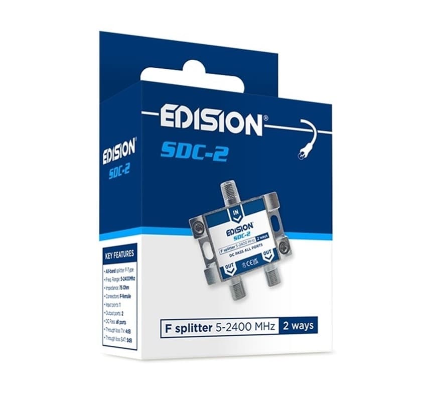 Splitter 2 Vie F 5-2400Mhz Satellitare e Terrestre EDISION SDC-2 in Splitter DFP Elettronica Store - Scafati, commercioVirtuoso.it