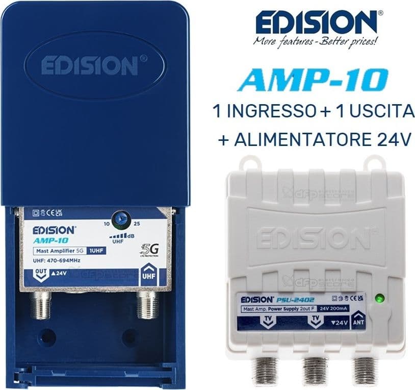 Kit completo Digitale Terrestre Antenna UHF Flat da esterno passiva con Amplificatore da 20DB 1 Ingresso / 2 Uscite in Antenne TV DFP Elettronica Store - Scafati, commercioVirtuoso.it