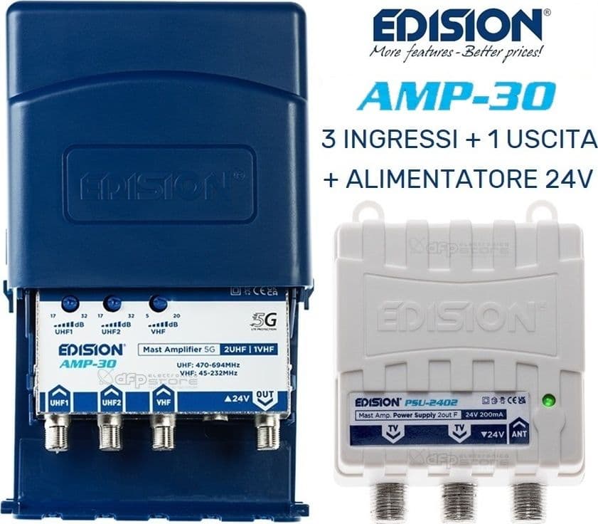 Kit Completo Antenna Tv da Esterno DVB-T2 Per Digitale Terrestre Con Amplificatore da Palo doppio ingresso UHF da 32dB in Antenne TV DFP Elettronica Store - Scafati, commercioVirtuoso.it