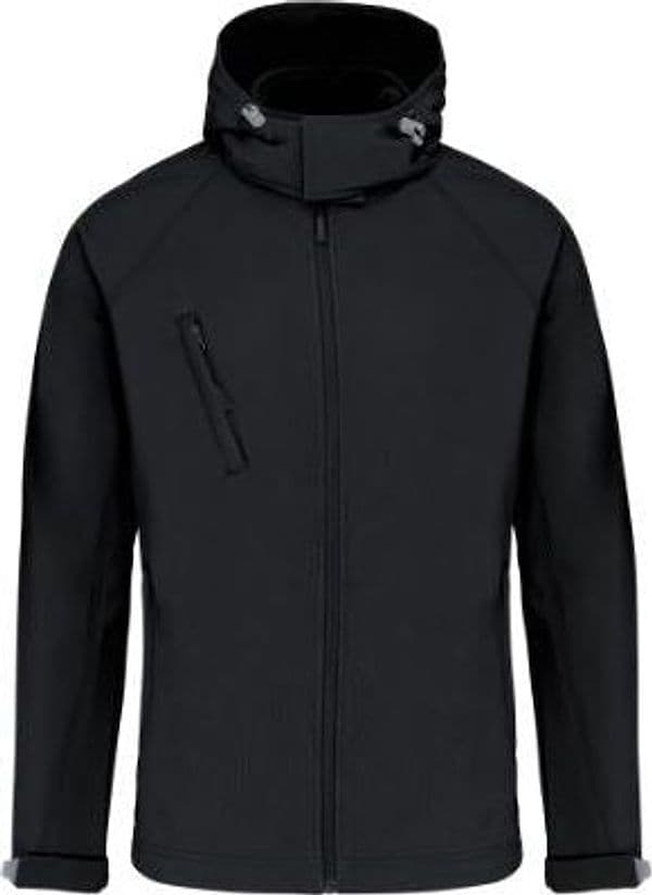 Giacca Softshell Nero con Cappuccio Giubbino Uomo Impermeabile Traspirante Elasticizzato