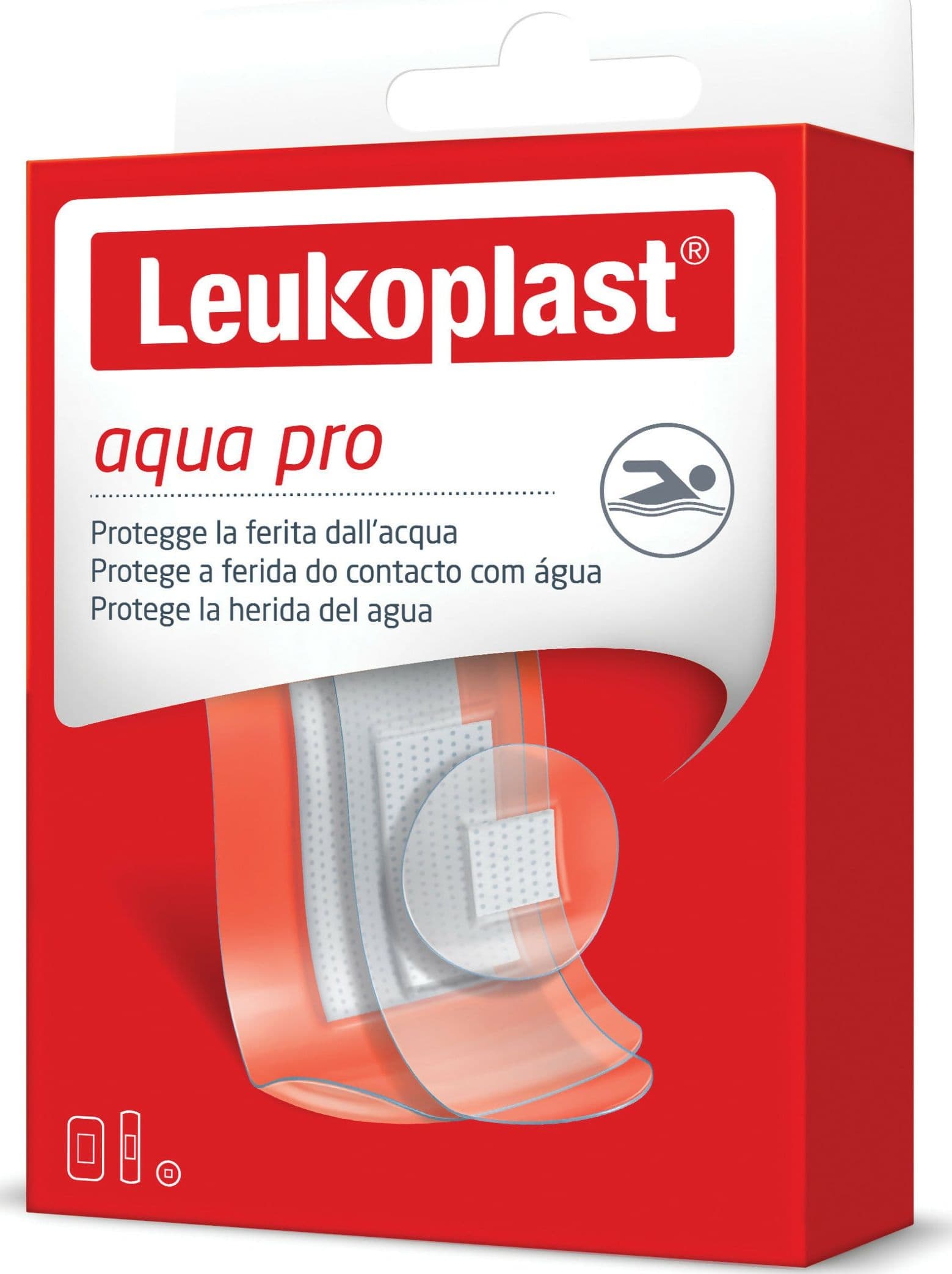 Leukoplast aqua pro 20 pezzi assortiti 10 CONFEZIONI. Cerotti resistenti all'acqua, conformabili e flessibili. Traspiranti con tampone assorbente