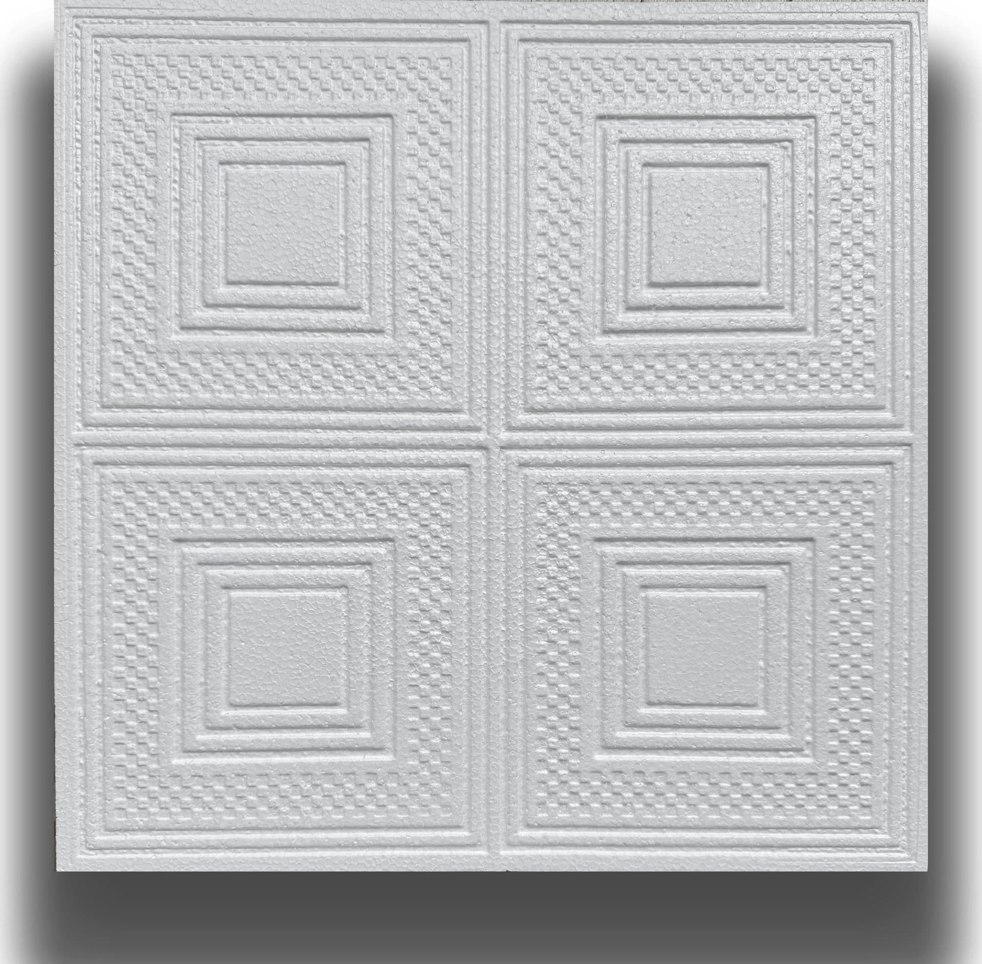 10 o 20mq (40 oppure 80 pezzi) di pannello decorativo a soffitto in polistirene compatto 50x50cm (spess. 1cm) EVORA – Pacco