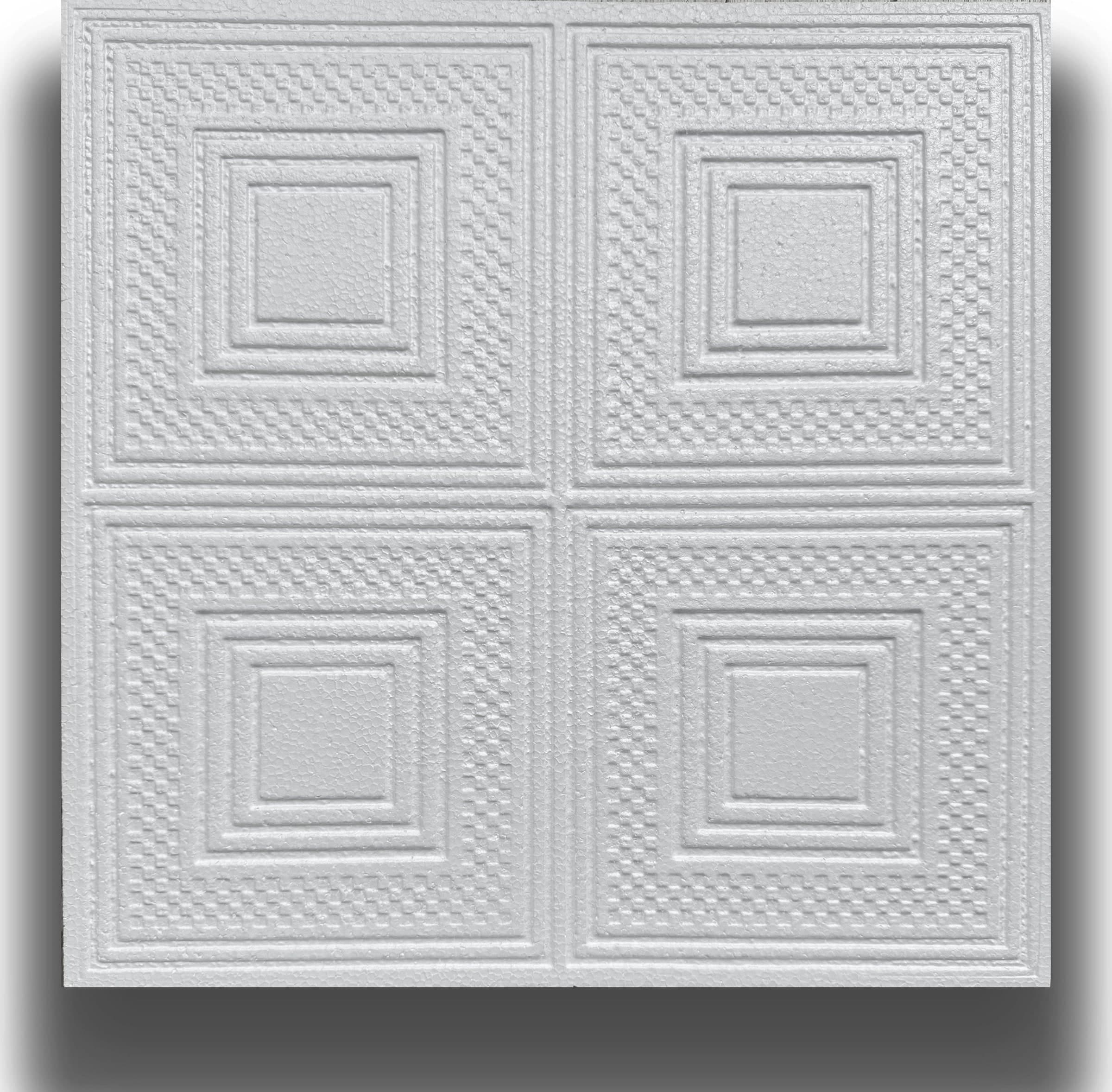 10 o 20mq (40 oppure 80 pezzi) di pannello decorativo a soffitto in polistirene compatto 50x50cm (spess. 1cm) EVORA