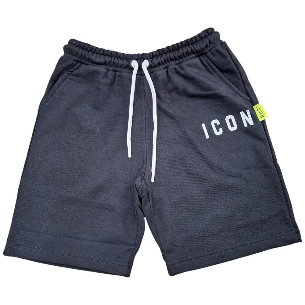 ICON bermuda in felpa nero logo piccolo ICUS2S5B002