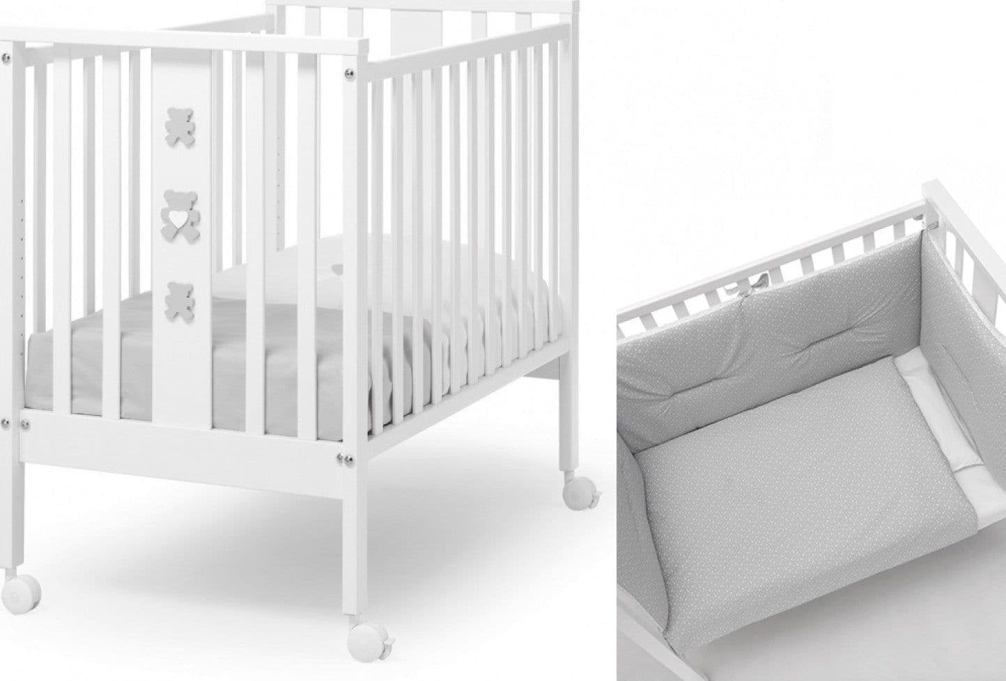 Lettino Coo Sleeping Erbesi Mini Stelline Bianco Grigio + Completo Tessile in Lettini con sbarre La Casa Del Bebè - Napoli, commercioVirtuoso.it