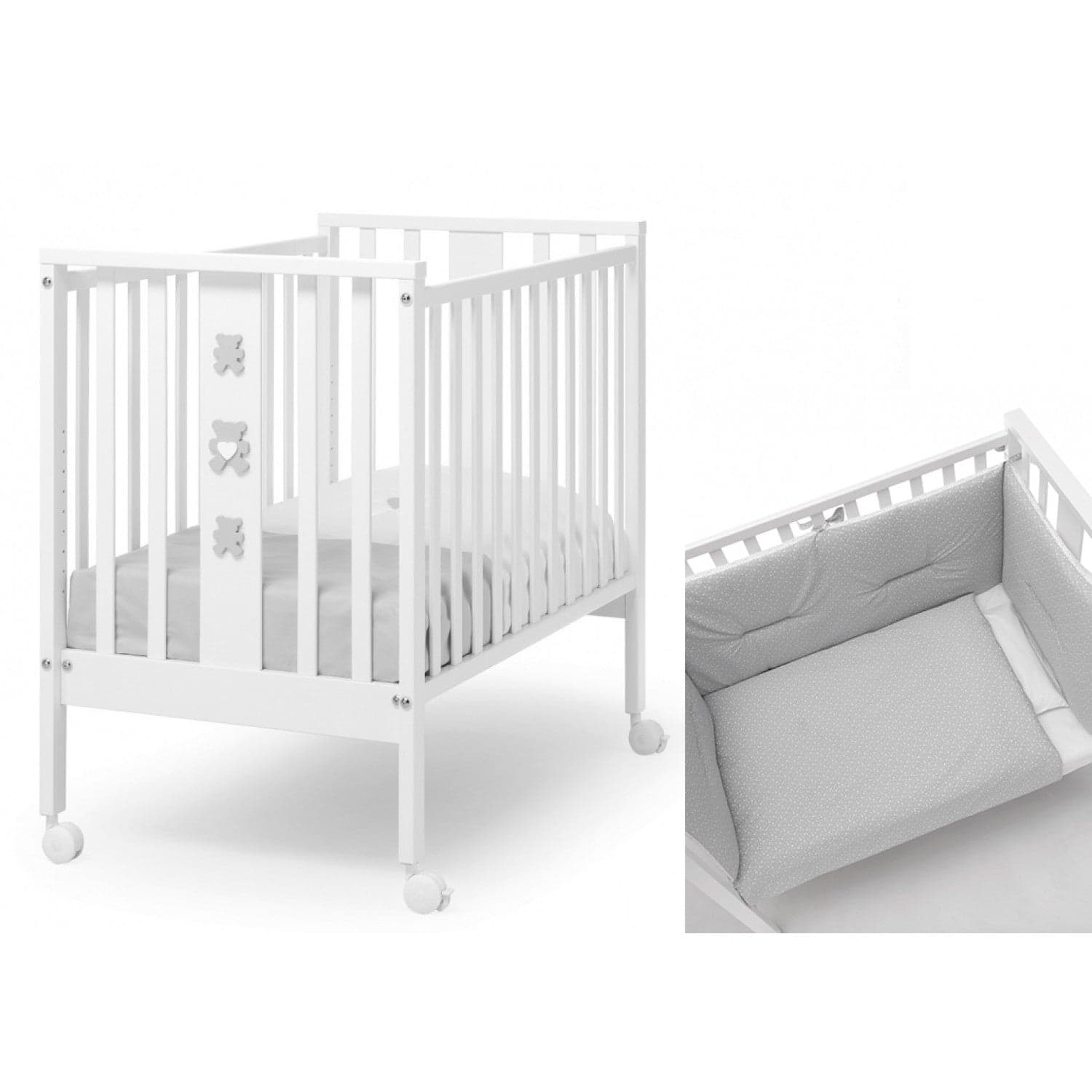 Lettino Coo Sleeping Erbesi Mini Stelline Bianco Grigio + Completo Tessile in Lettini con sbarre La Casa Del Bebè - Napoli, commercioVirtuoso.it