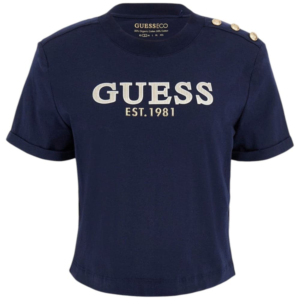 Guess t-shirt blu cropped washed logo W5GI15 K8FQ4 G7P1 T-shirt Guess