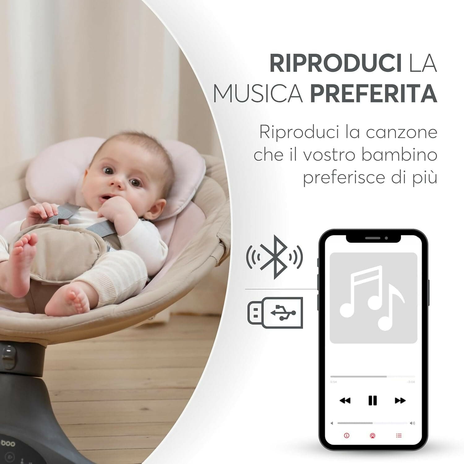 KIKKABOO Sdraietta Neonati Elettrica CODIE - Dondolo Elettrico per Neonati con Bluetooth, 5 Velocità, Schienale Regolabile, 10 Melodie, Fino a 9 kg, colore BEIGE - con Telecomando - rilassante, calmante in Sdraiette e dondolini Sanitaria Gioia del Bimbo - Villa San Giovanni, commercioVirtuoso.it